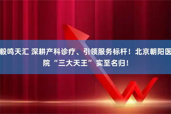毅鸣天汇 深耕产科诊疗、引领服务标杆！北京朝阳医院 “三大天王” 实至名归！