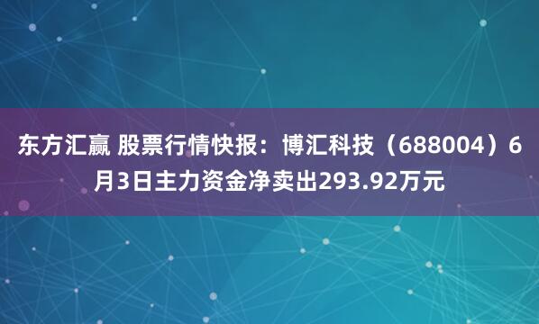 东方汇赢 股票行情快报：博汇科技（688004）6月3日主力资金净卖出293.92万元