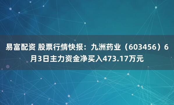 易富配资 股票行情快报：九洲药业（603456）6月3日主力资金净买入473.17万元