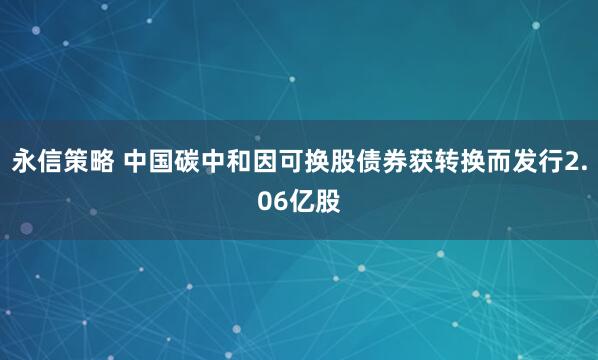 永信策略 中国碳中和因可换股债券获转换而发行2.06亿股